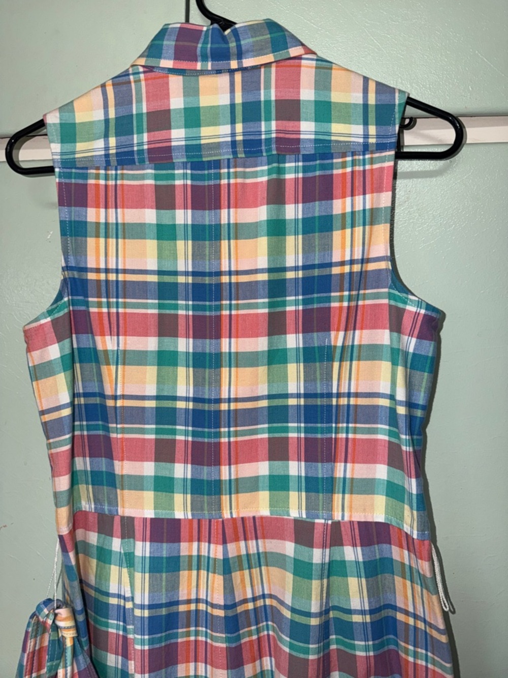 Lands End pink,yellow, blue & green Plaid Dress Excellent like NEW SIZE 4 - Picture 5 of 11